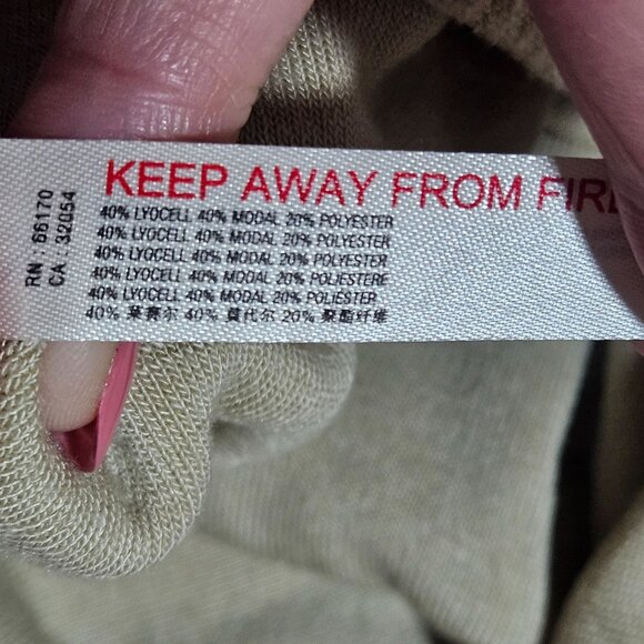 Beige Long-Sleeve V-Neck Ruched Women's Top US M Lyocell Modal Polyester - Picture 4 of 15